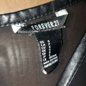 F21 Faux Leather Blouse